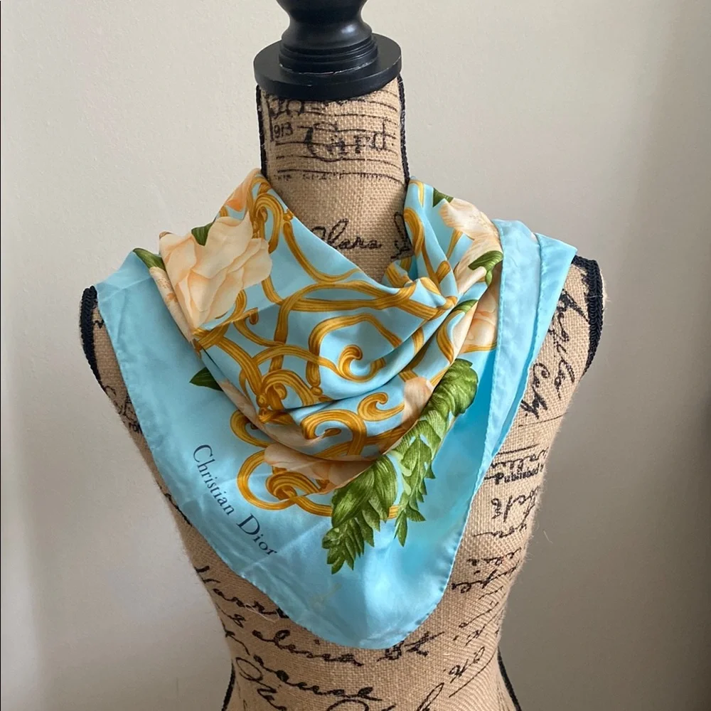 Dior Blue and Gold Scarf